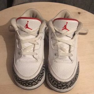 Kids Jordan 3 Retro white cement sneakers